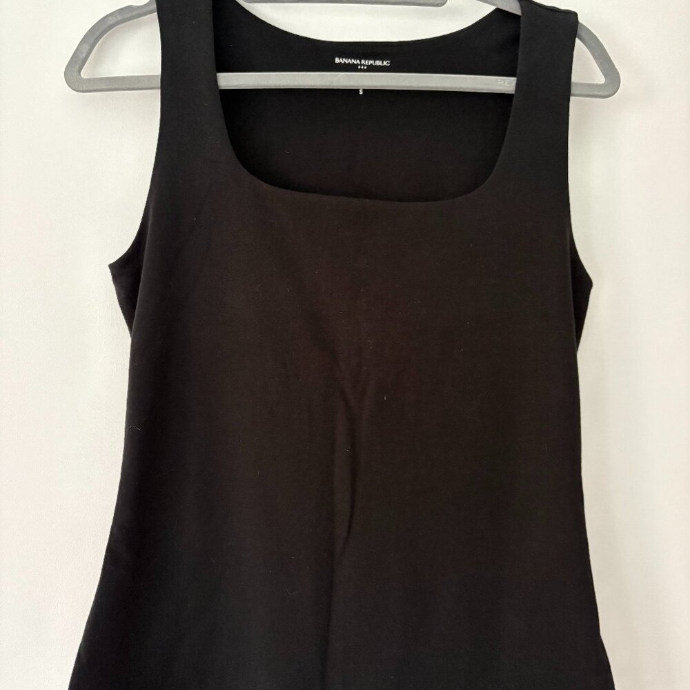 Banana Republic Black Soft Stretch Square-Neck Top